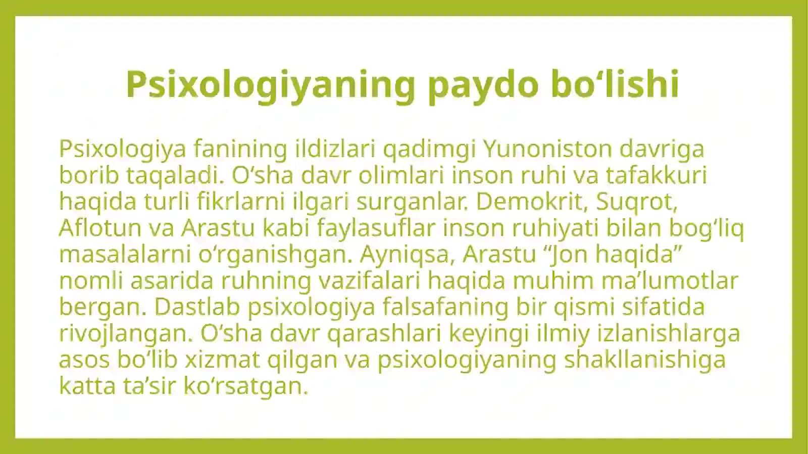Psixologiya fanining taraqqiyot tarixi 4