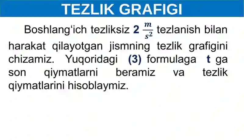 TEKIS O'ZGARUVCHAN HARAKAT TEZLIGI 4