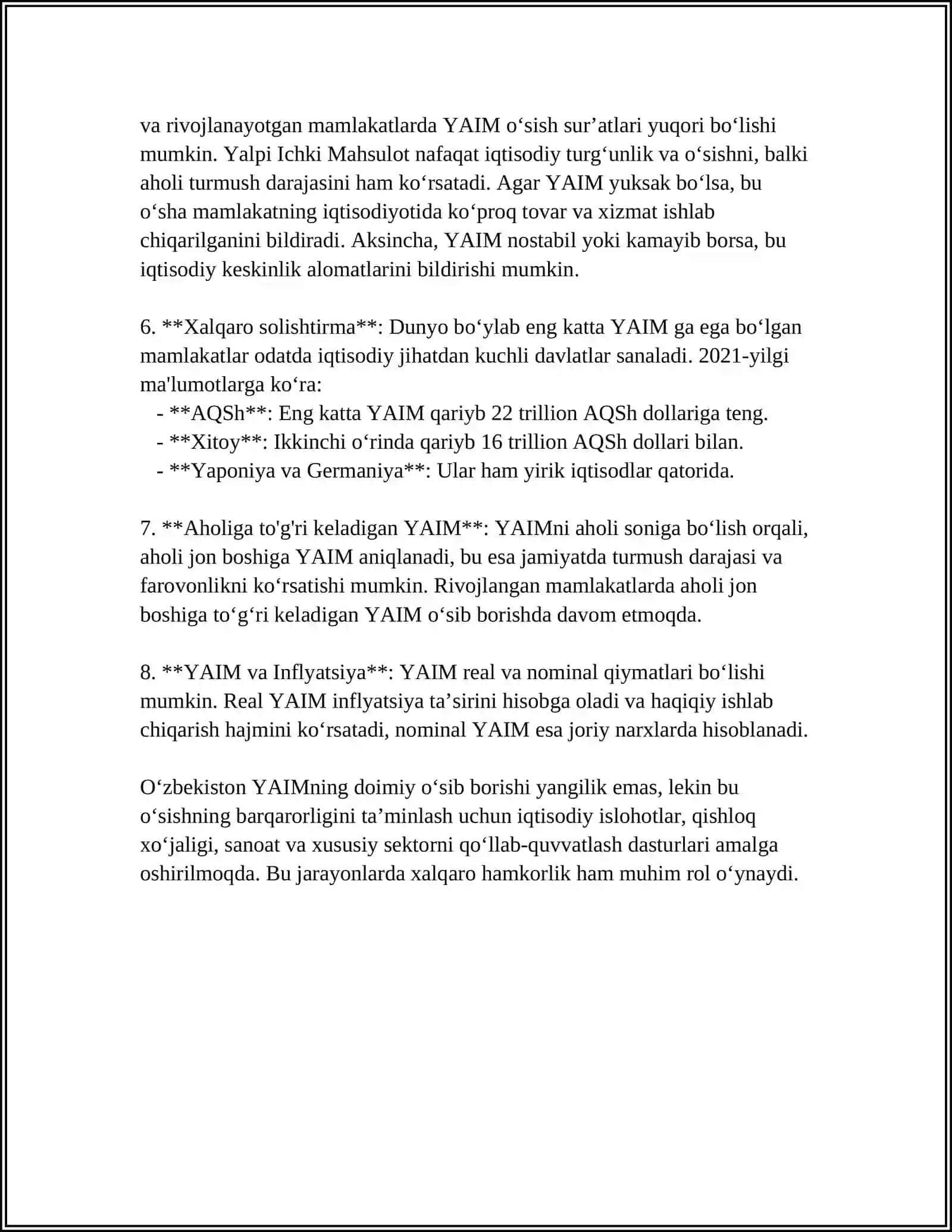 Yalpi Ichki Mahsulot (YAIM) 4