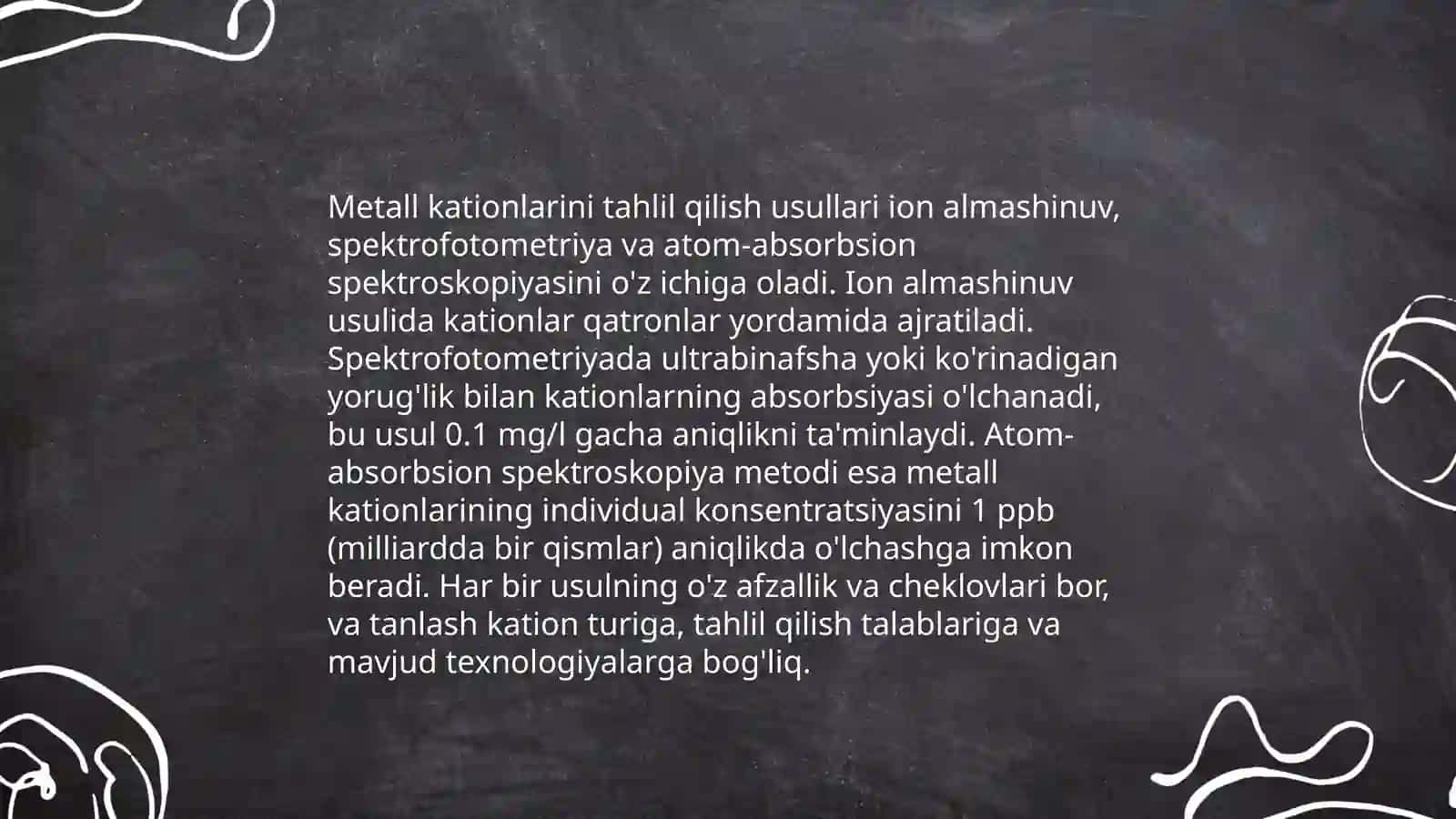 Metall kationlar miqdorini ekstraksion fotometriya usulida aniqlash 4