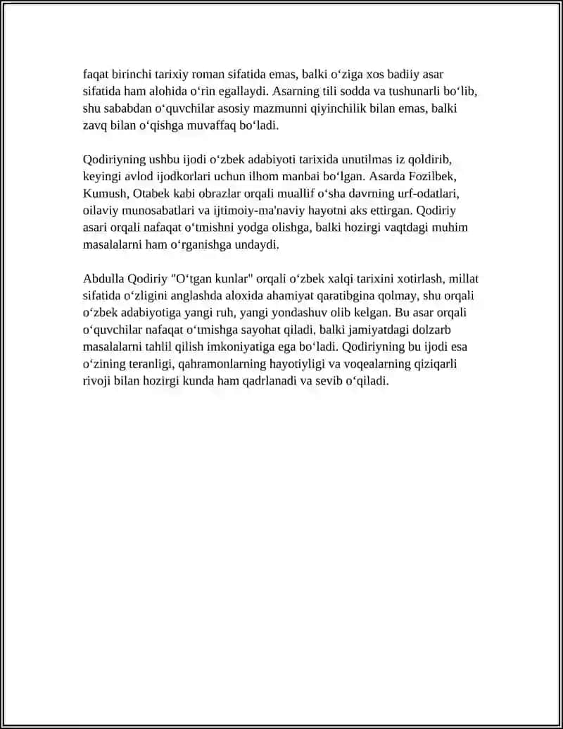 O'TGAN KUNLAR ASAR TAHLILI 4