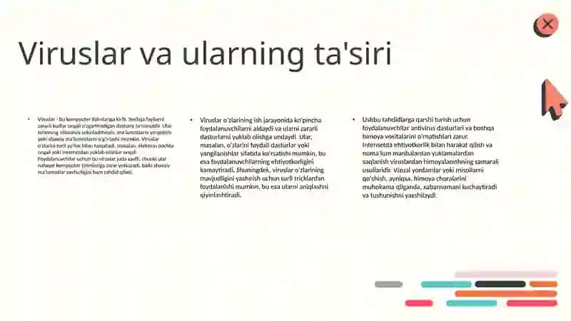 Kampyuterviruslari:zararlanganfaylturlari,virusdanhimoyalovchimashxurdasturlar. 4