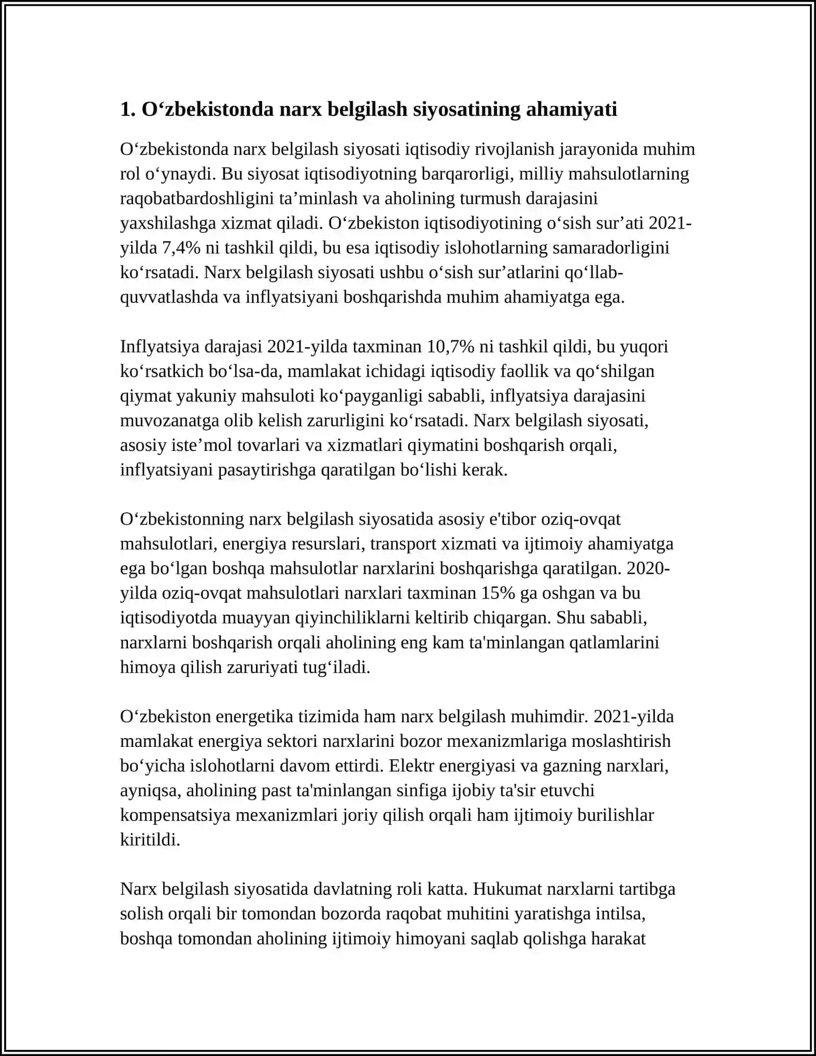 O‘ZBEKISTONDA NARX VA NARXNI BELGILASH SIYOSATI 4