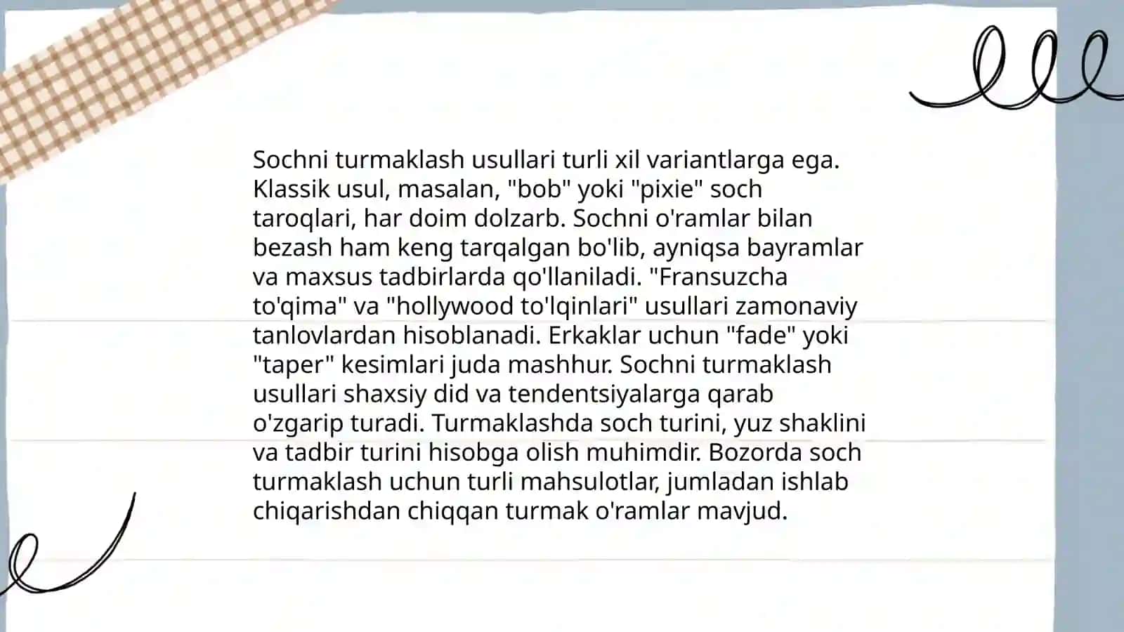 Soch turlari va ularning xususiyatlari 4