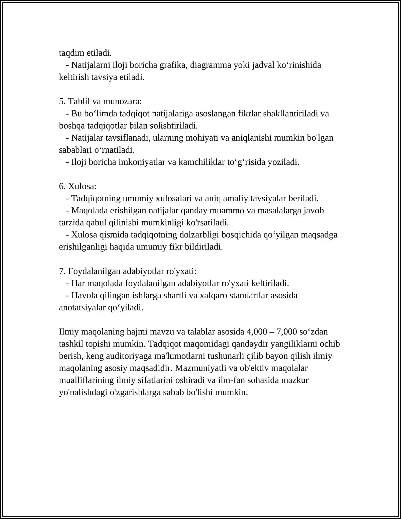 ILMIY MAQOLAGA XOS BOʻLGAN XUSUSIYATLAR 4