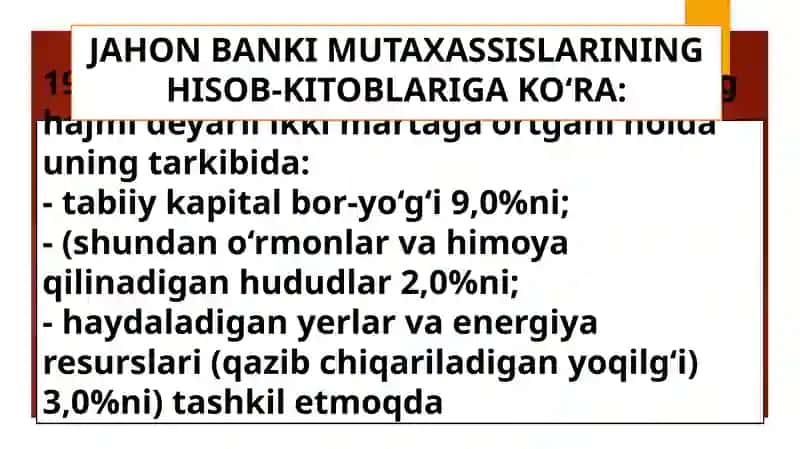 “YASHIL IQTISODIYOT”NI BAHOLASH  AMALIYOTI 4