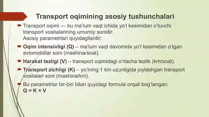 Transport oqimini tahlil qilish 4