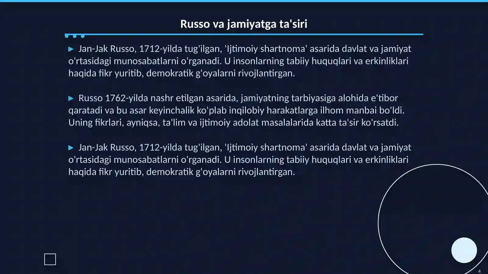 Volter,Russo va jadid ma‘rifatchilari asarlarini qiyoslash 4