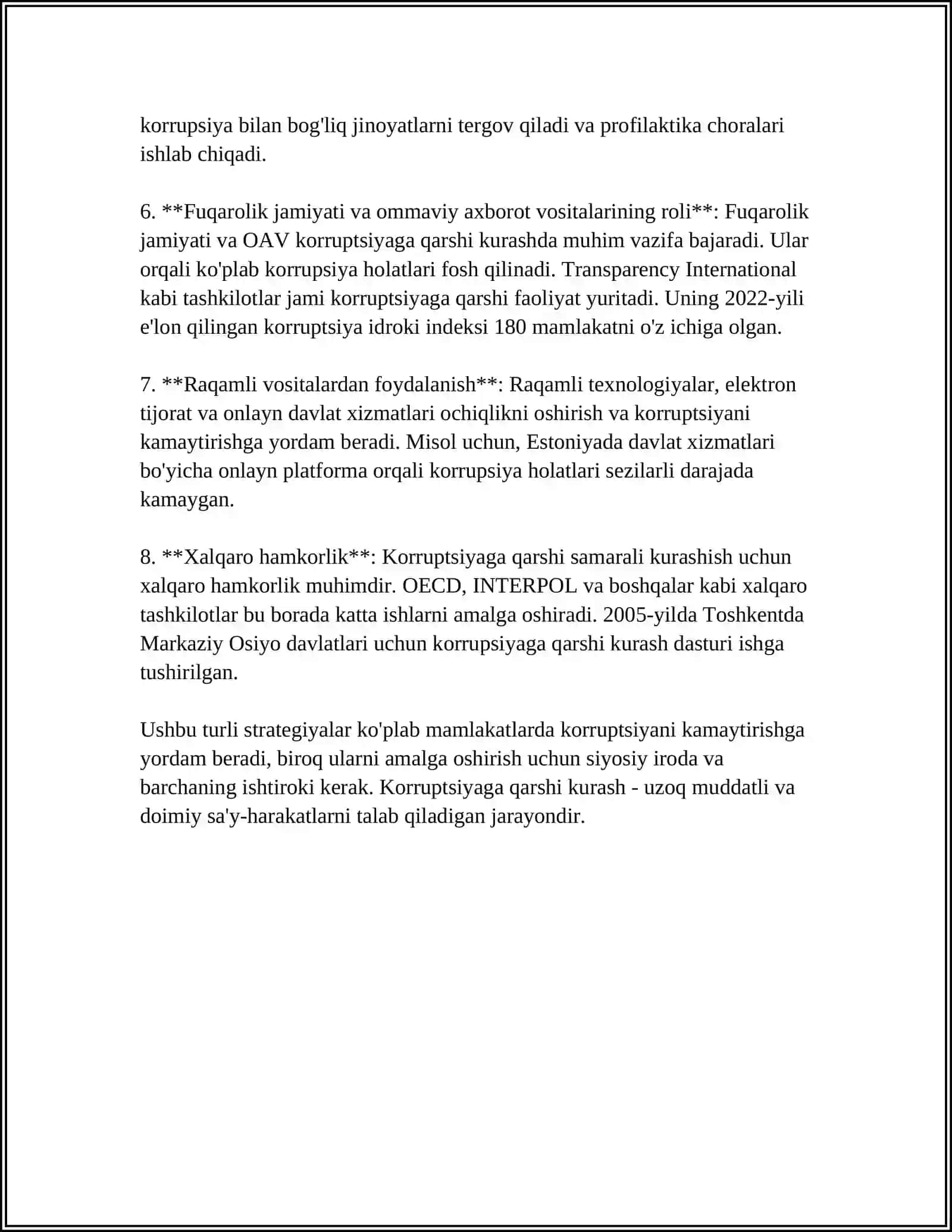 KORRUPSIYASIZ HAYOT 4