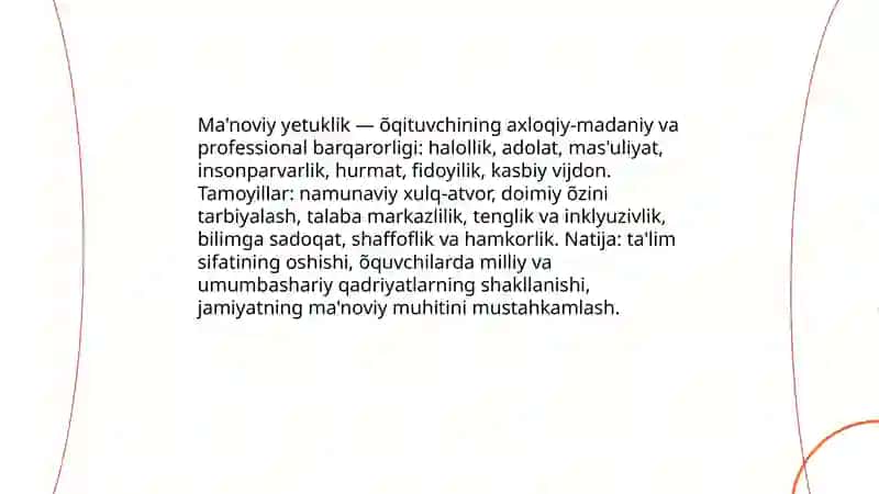 Zamonaviy õqituvchi va uning ma'noviy qiyofasi 4