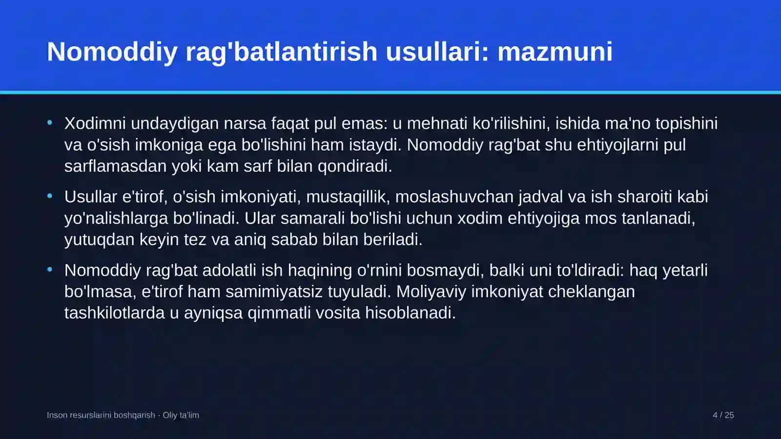Butik-mehmonxonalarda nomoddiy rag'batlantirish usullari 4