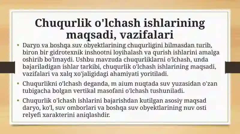 Chuqurlik o'lchash ishlari 4