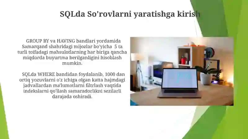 SQL tilida soʻrovlar yaratish va tahlil qilish 4