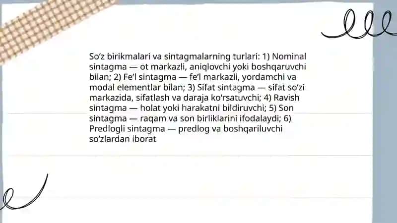 Soʻz birikmasi va sintagma 4