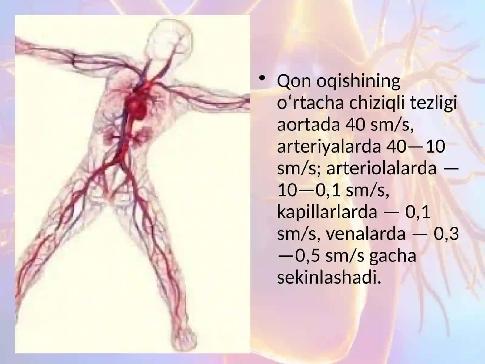 Qonning tomirlar bo'yicha harakatlanishi 4