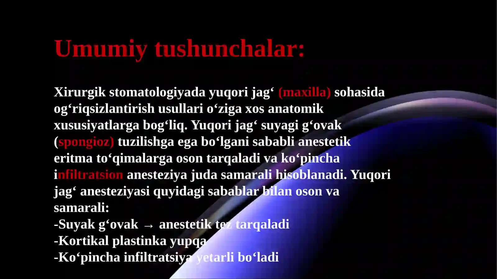 Yuqori jagʻ'da ogʻriqsizlantirish oʻtkazish usullari 4