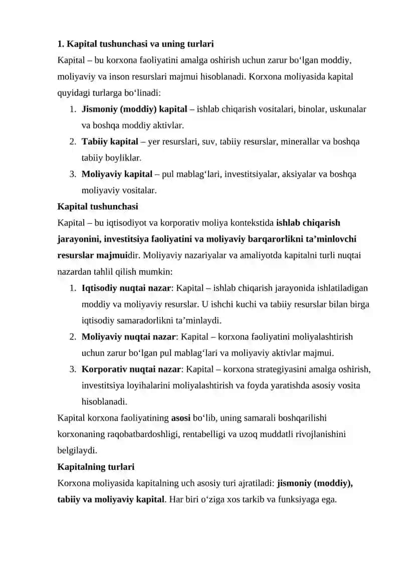Korxonalarda moliya va korporativ moliya 4