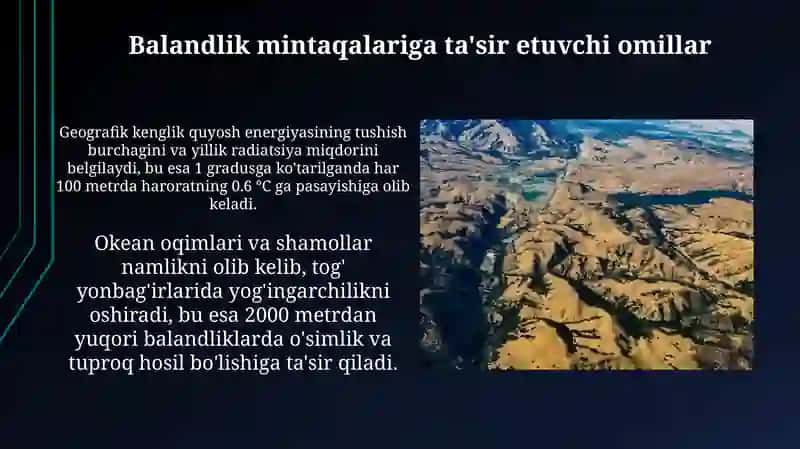 Materiklarda shakllangan balandlik mintaqalari 4
