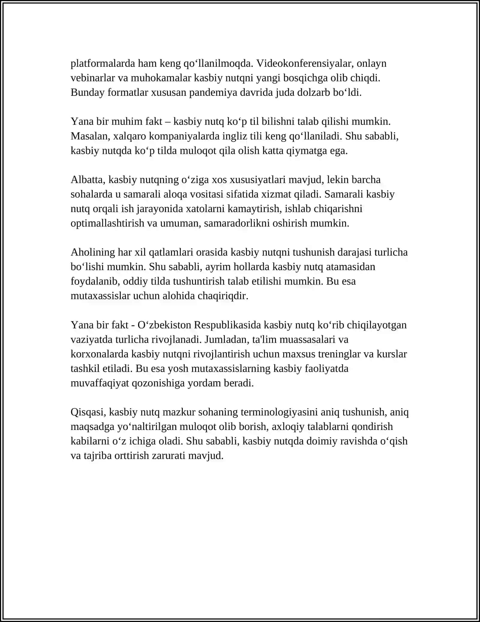 KASBIY NUTQ TAYYORLASH 4
