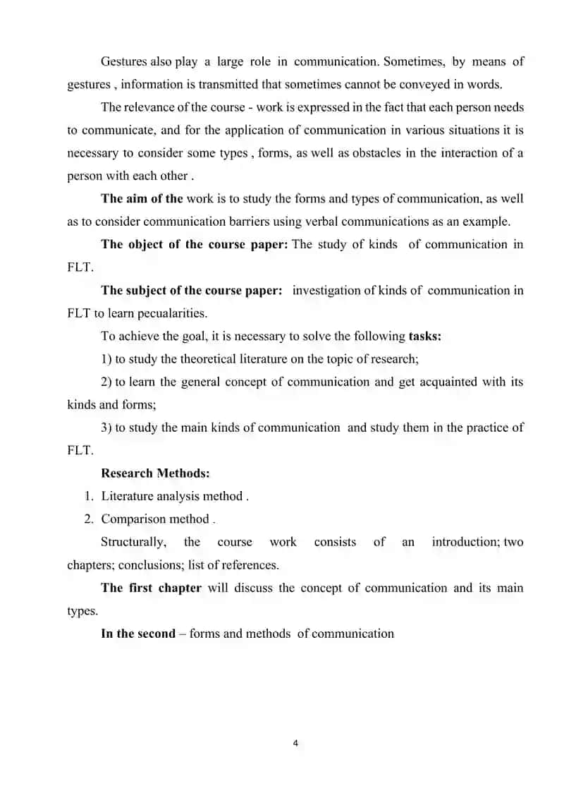 COURSE PAPER Kinds of communication in FLT 4