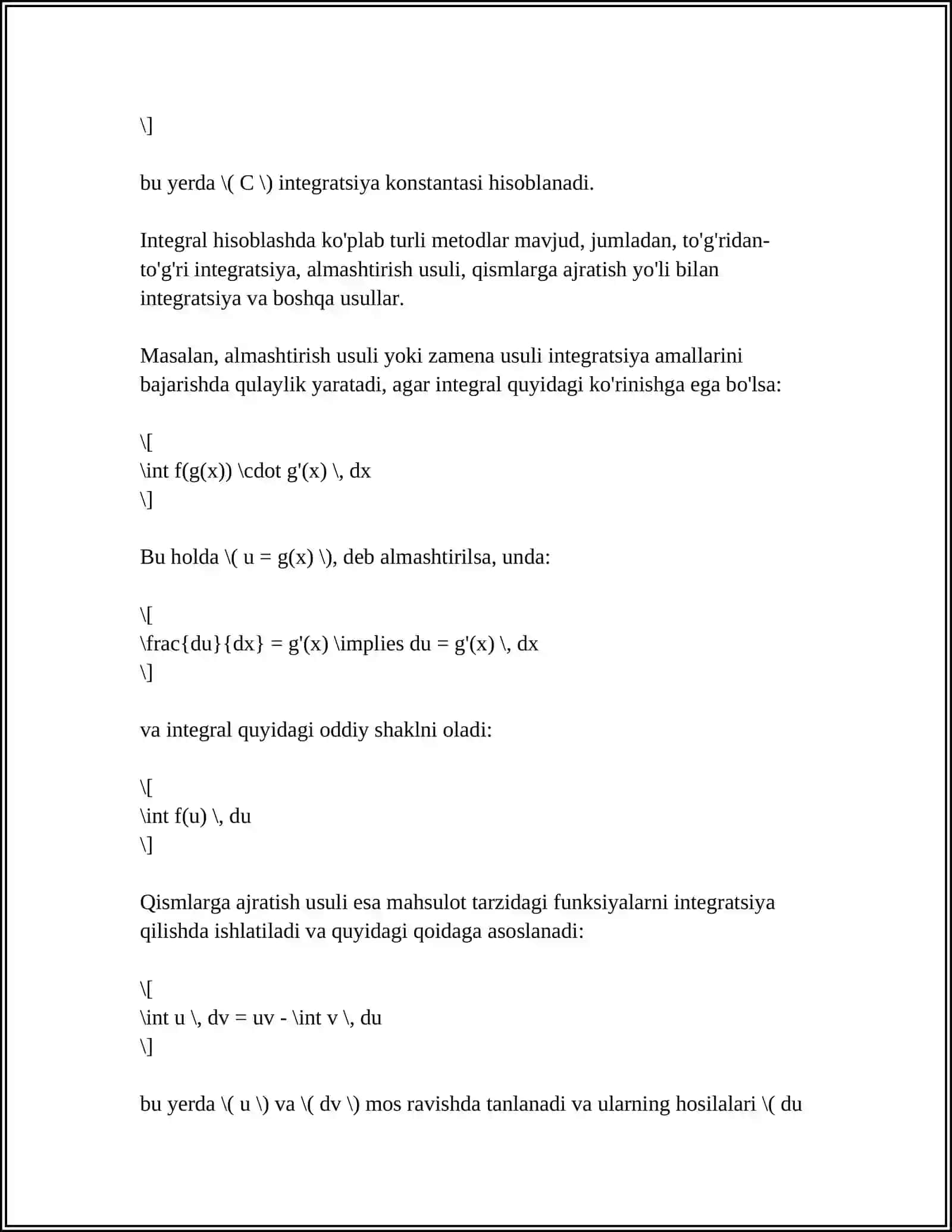 Integral hisob tahlili asoslari 4