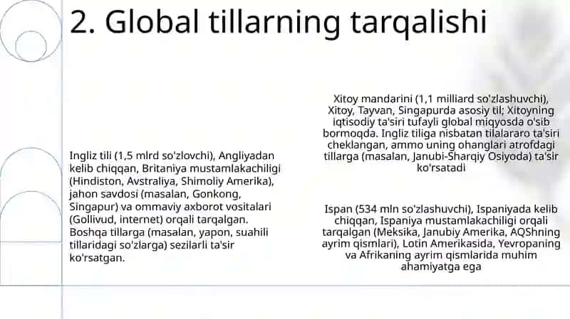 Dunyo tillari, tillarning bir biriga taʼsiri 4