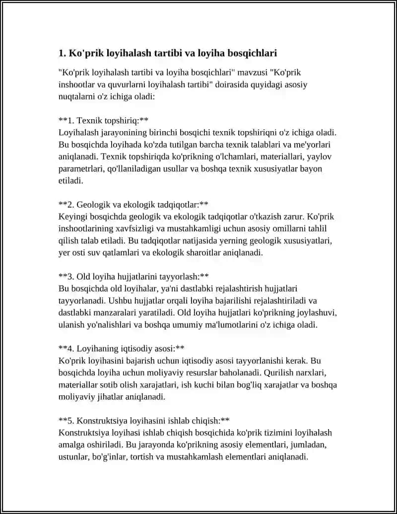 Ko'prik Inshootlar va Quvurlarni Loyihalash Tartibi 4