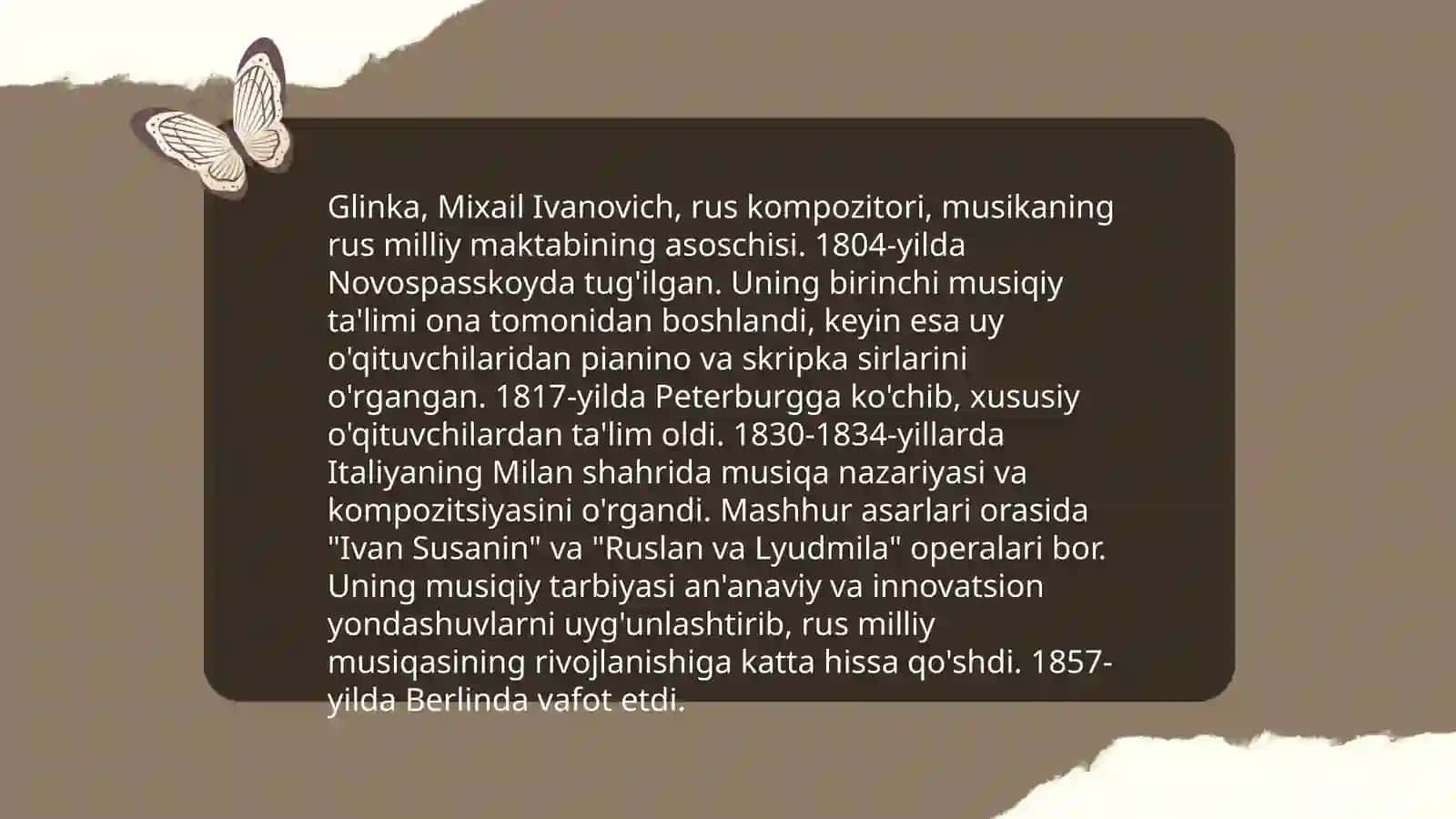 M I Glinkaning hayoti va ijodi 4