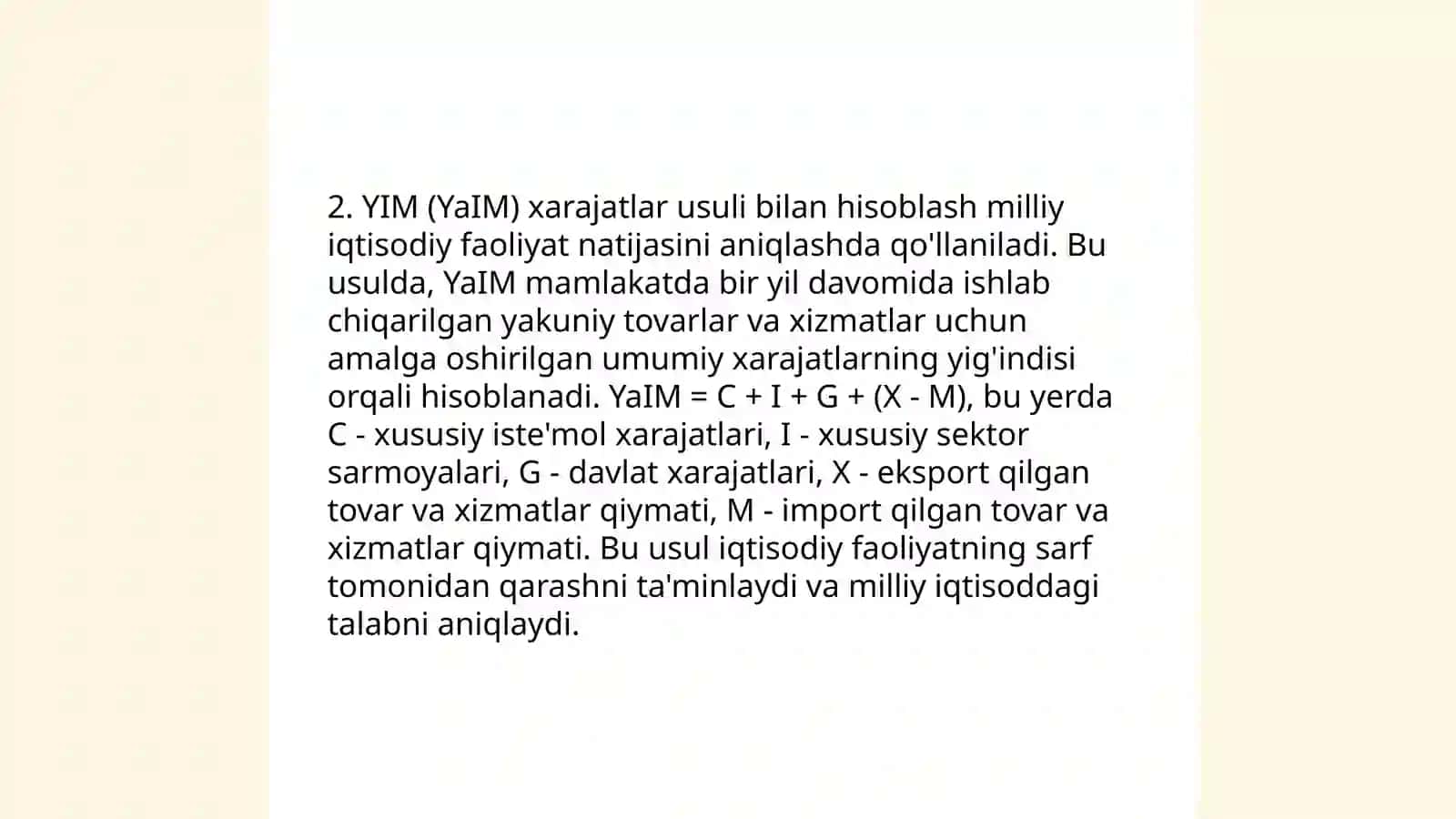 Yalpi ichki mahsulot (YIM) tarkibi 4