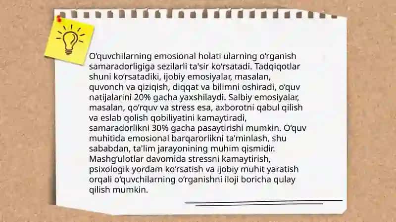 Emosiyaning pedogagik jarayojdagi roli 4