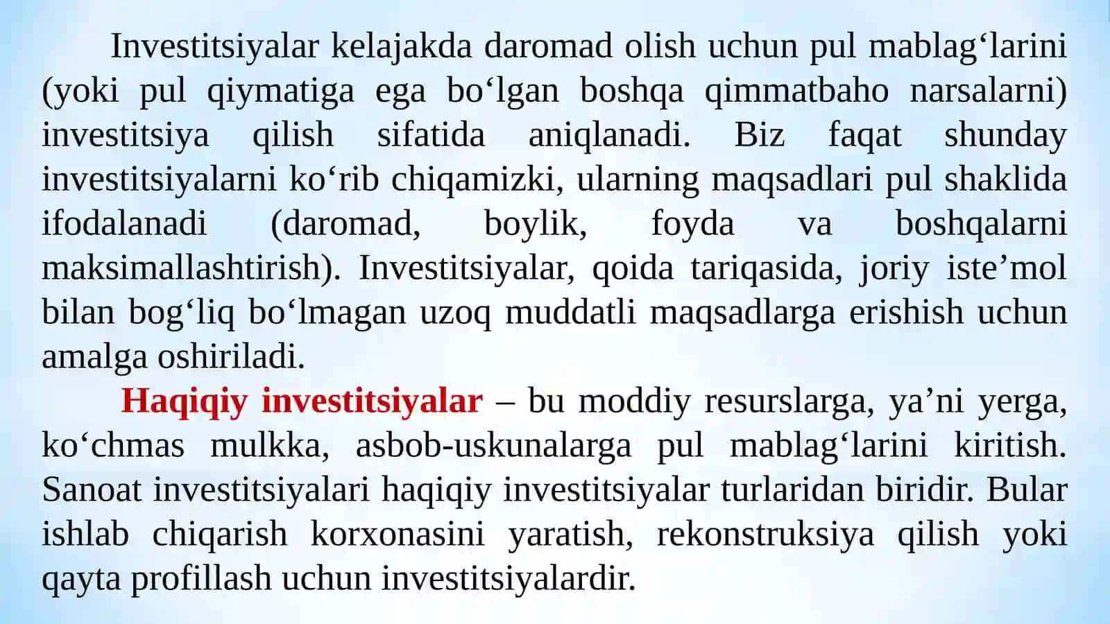 Iinvestitsion loyihalarning samaradorligini baholash 4