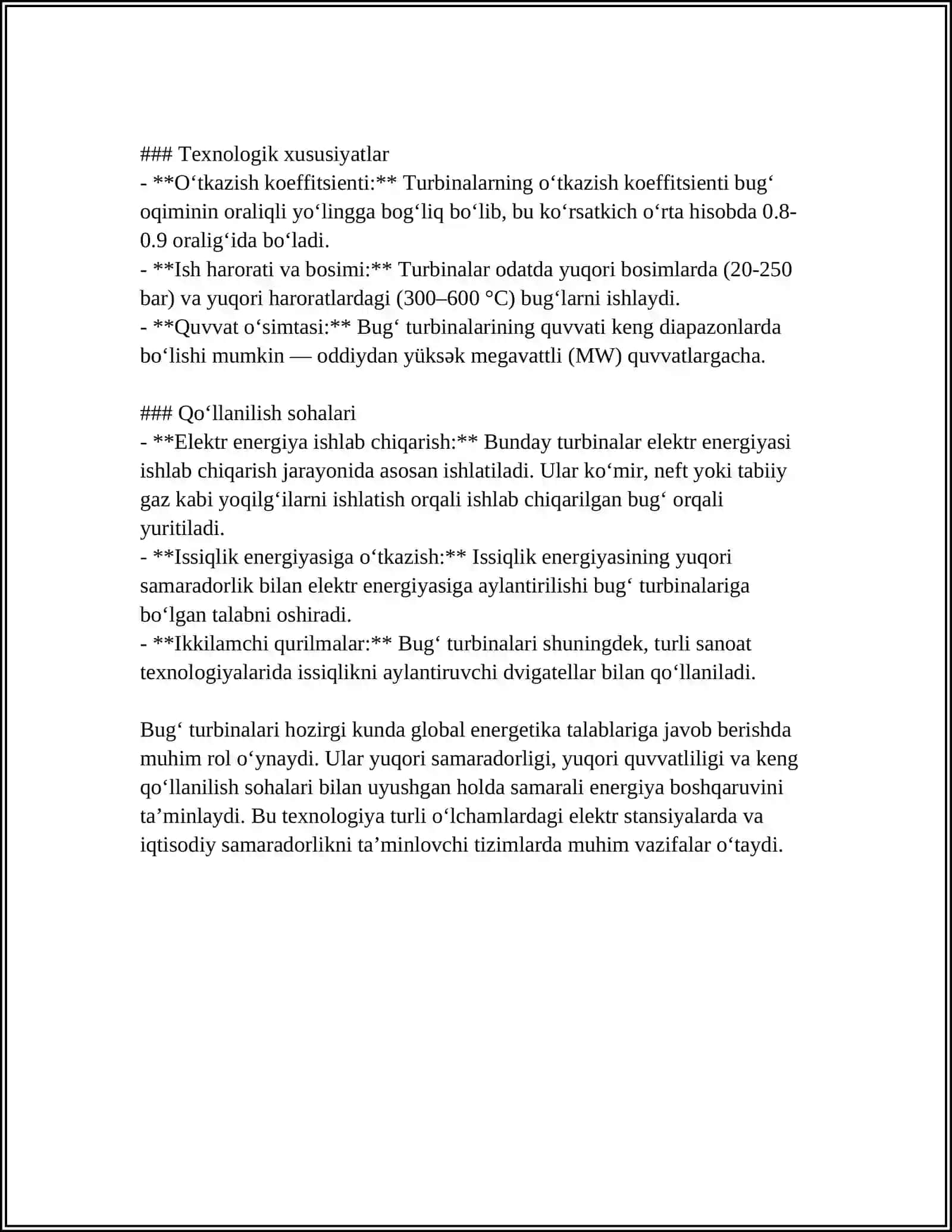 MUSTAQIL ISH Mavzu: BUGʻ TURBINA QURILMALARI 4