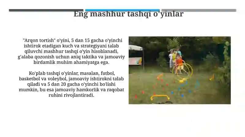 Bolalar uchun tashqi o'yinlar 4