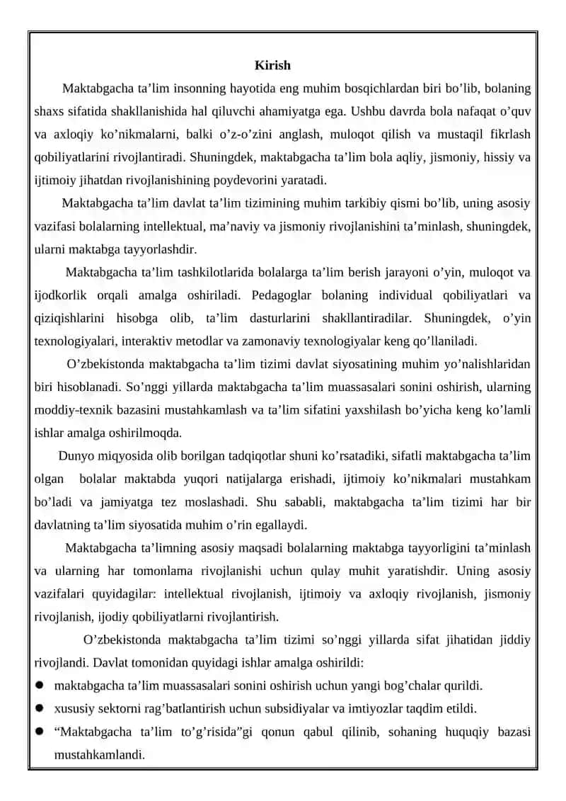 “MAKTABGACHA TA’LIM TASHKILOTI TARBIYACHISI” YO’NALISHI 4