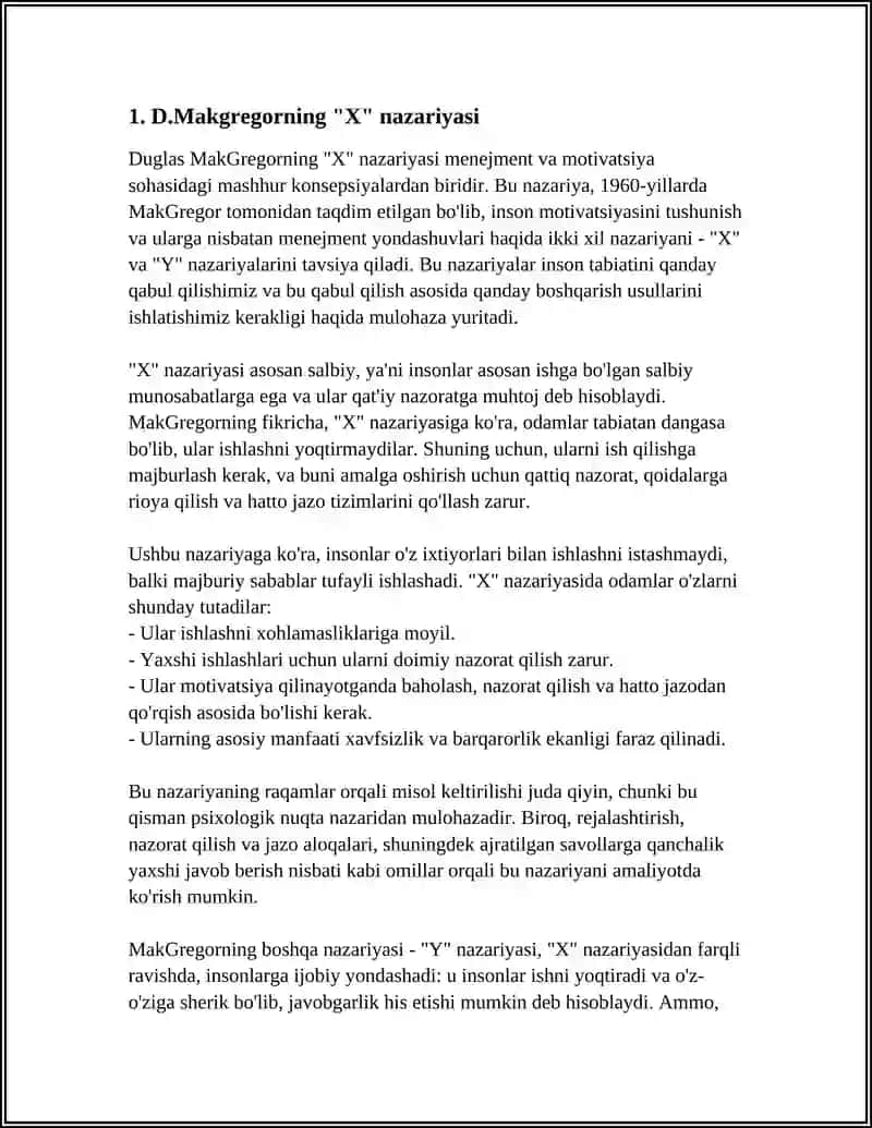 D.Makgregorning "X" VA "Y" NAZARYASI 4