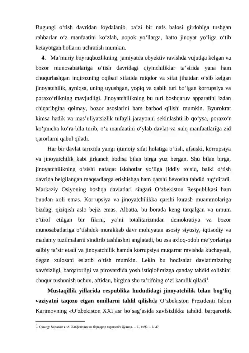 Jinoyatchilikning sabab va sharoitlari tavsifi 4