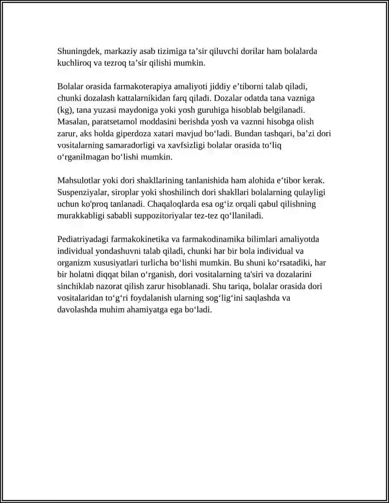 PEDIATRIYA AMALIYOTIDA DORILARNING QO'LLANILISHI 4