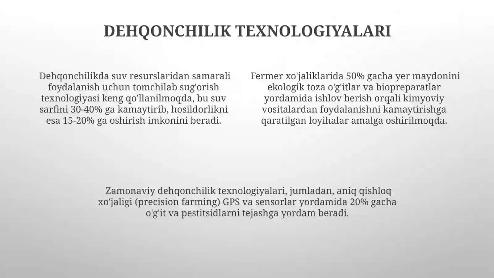 O‘zbekiston dehqonchiligi va uning tarmoqlari 4