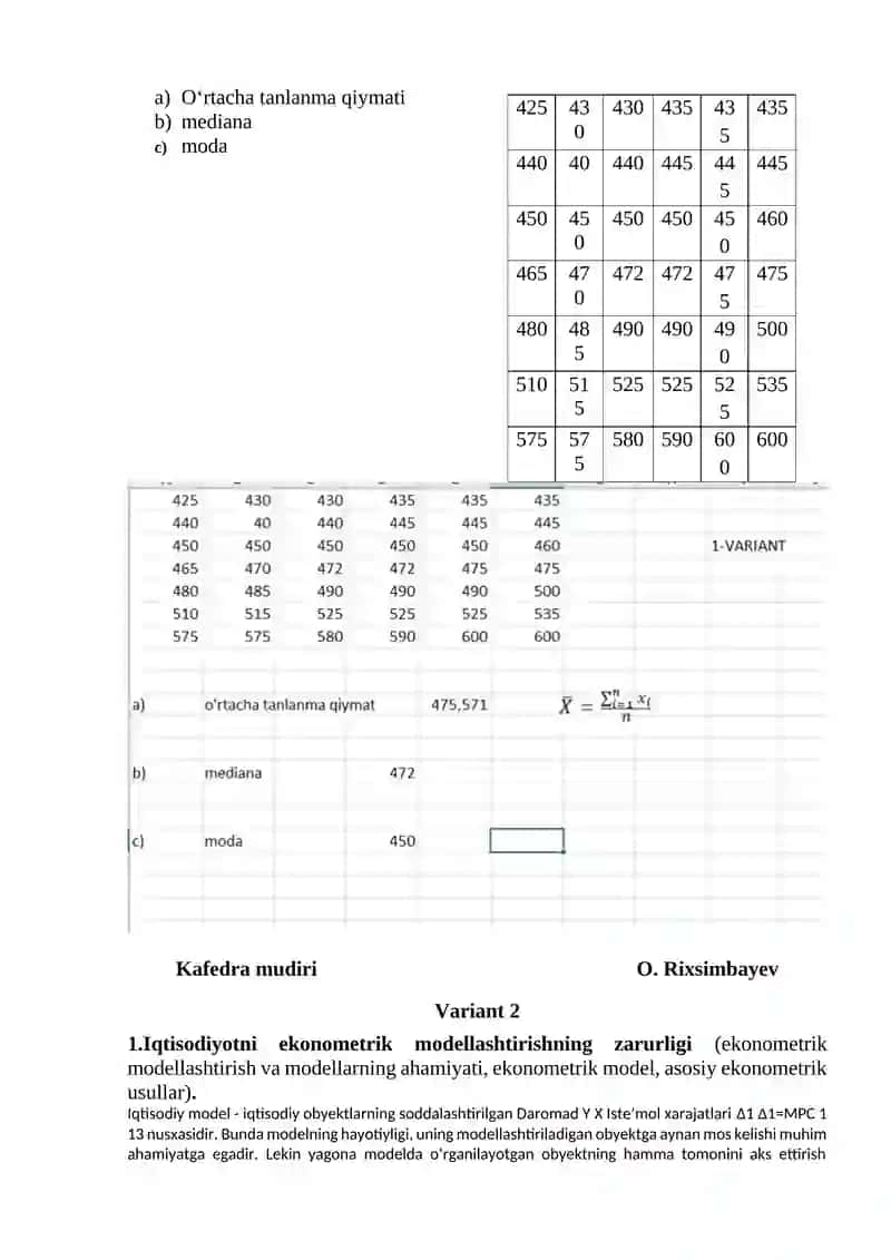 Ekonometrikaga test yakuniy 4
