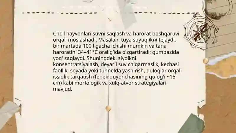 O'simlik va hayvonlarning yashash muhitga moslanishlari 4
