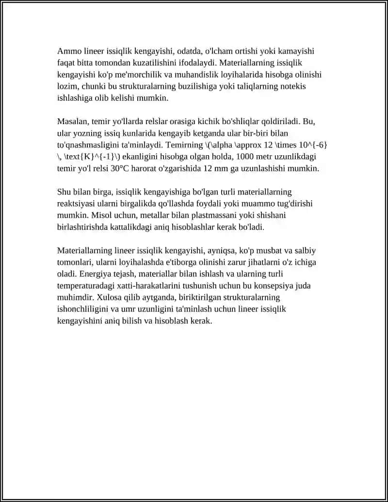 MATERIALLARNING ISSIQLIK KENGAYISHI 4