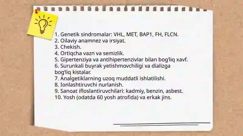Buyrak o'smalari epidemiologiyasi 4