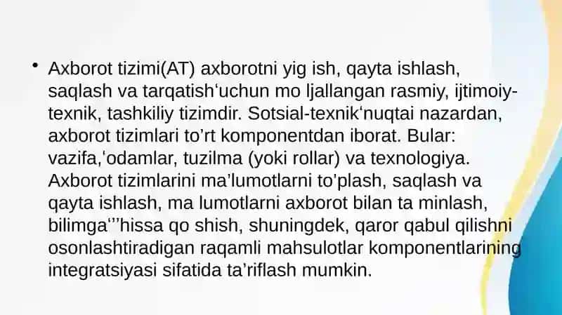 Axborot tizimlarining tasnifi 4