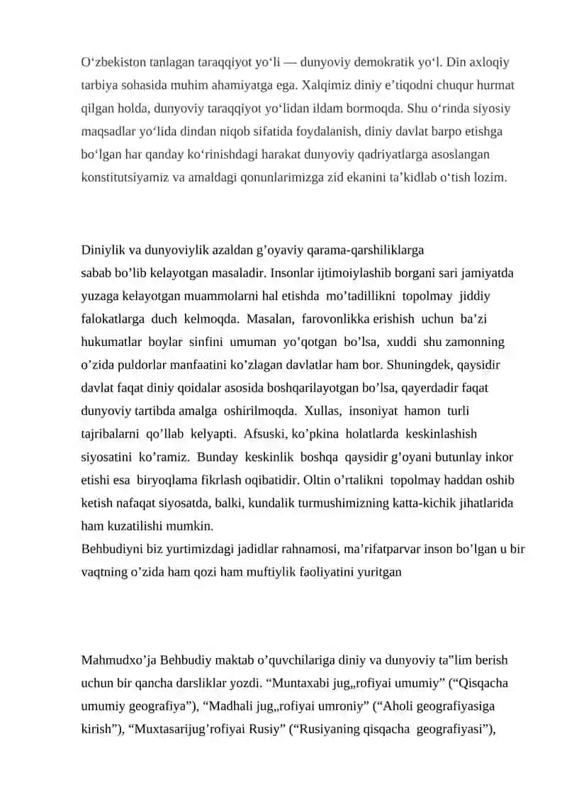 DINIYLIK VA DUNYOVIYLIK 4