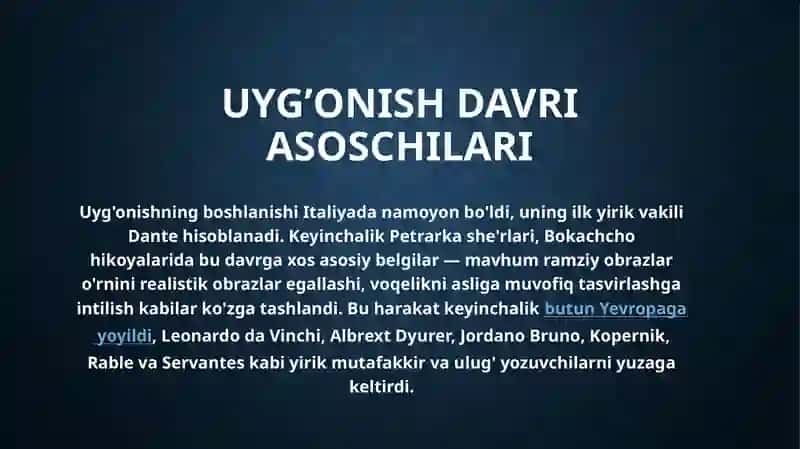 Yevropada uyg’onish davri adabiyotlari 4