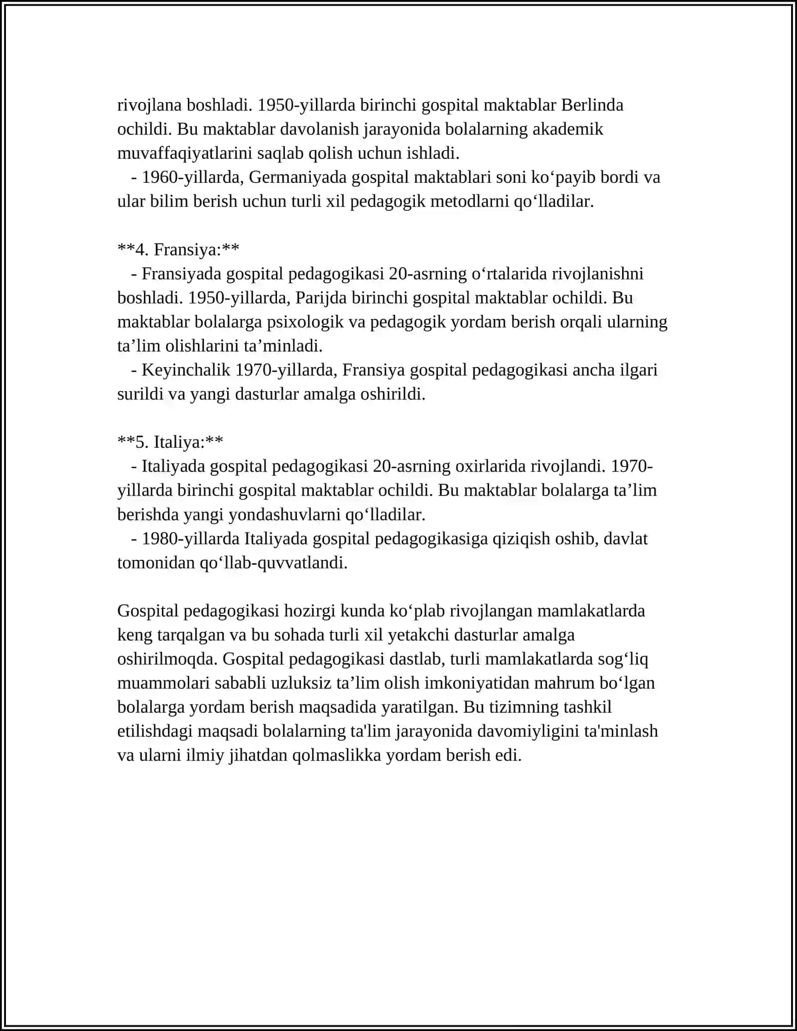 XORIJDA GOSPITAL PEDAGOGIKASINING RIVOJLANISH TARIXI 4
