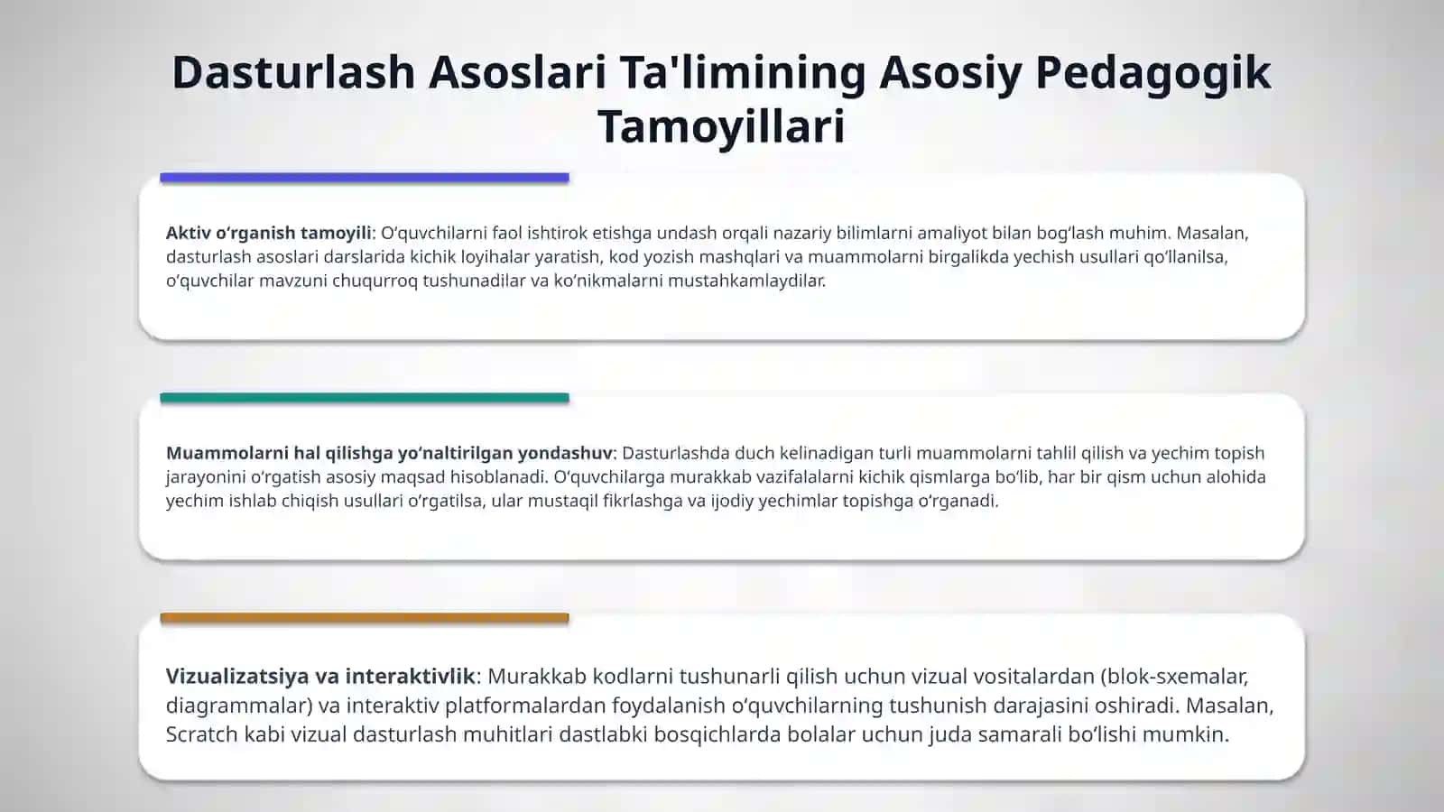 Dasturlash asoslari boʻlimini oʻqitish metodikasi 4
