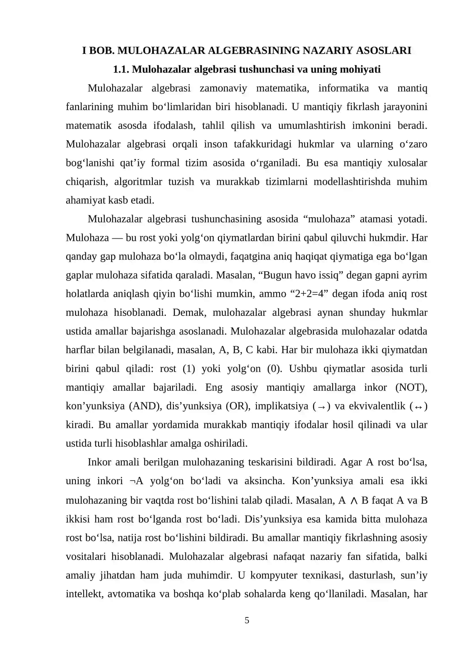 MULOHAZALAR ALGEBRASI FORMULALARINI MINIMALLASHTIRISH MUAMMOSI 4