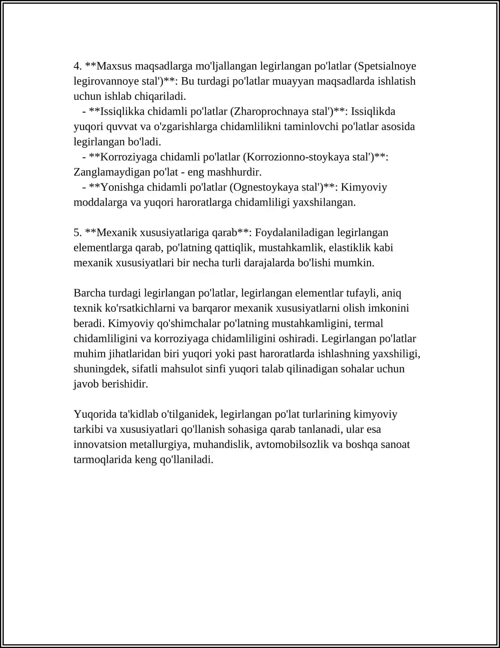 LEGIRLANGAN POʻLATLAR 4