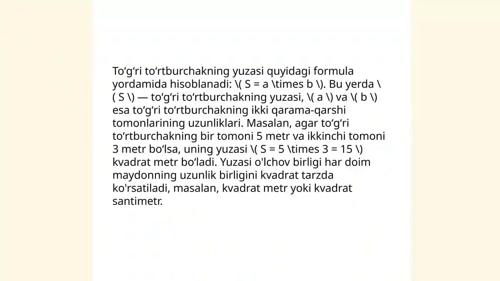 To'g'ri to'rtburchak uchun formulalar 4